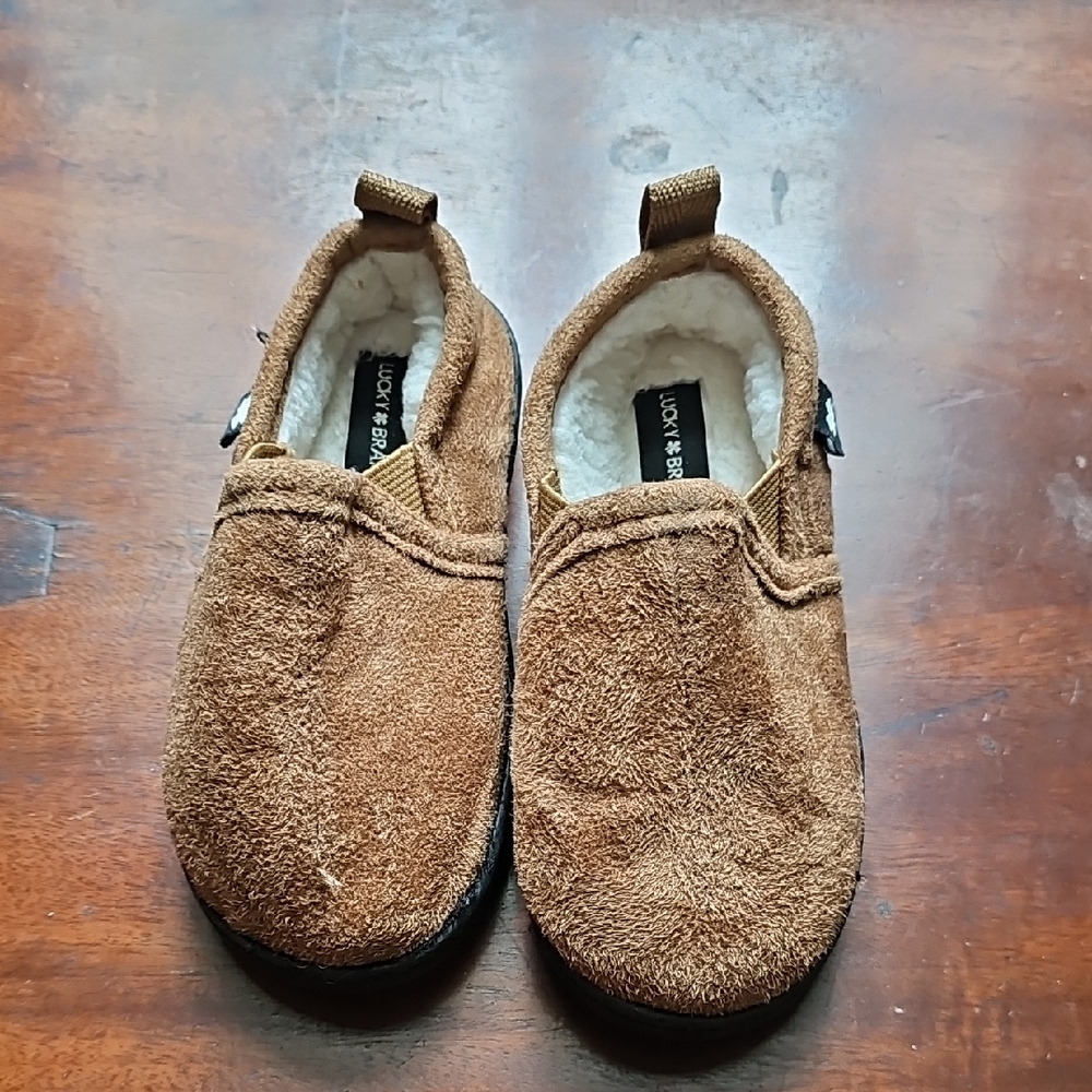 Brown Suede Toddler Slippers 7/8